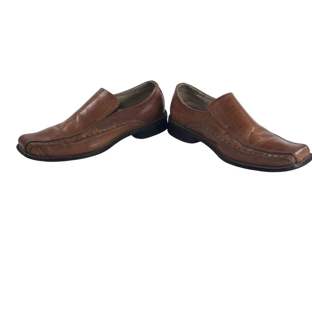 Stacy Adams Brown Loafers Cognac 24363-221 Slip On Dress Shoes‎ Square Sz 10